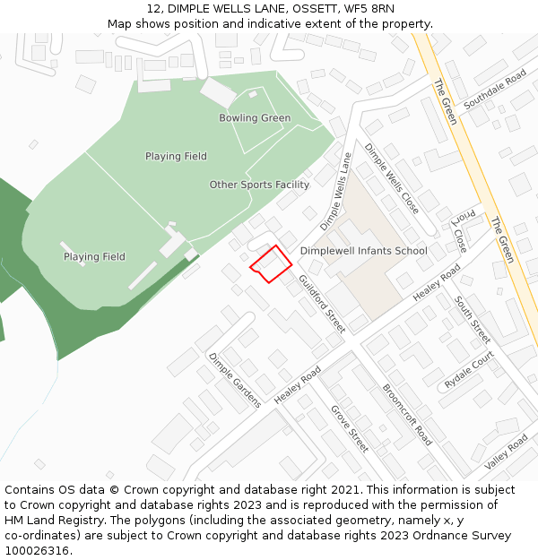 12, DIMPLE WELLS LANE, OSSETT, WF5 8RN: Location map and indicative extent of plot