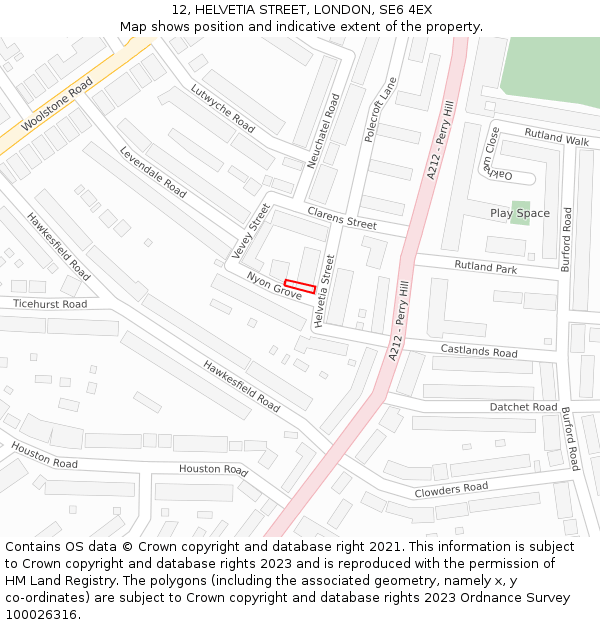 12, HELVETIA STREET, LONDON, SE6 4EX: Location map and indicative extent of plot