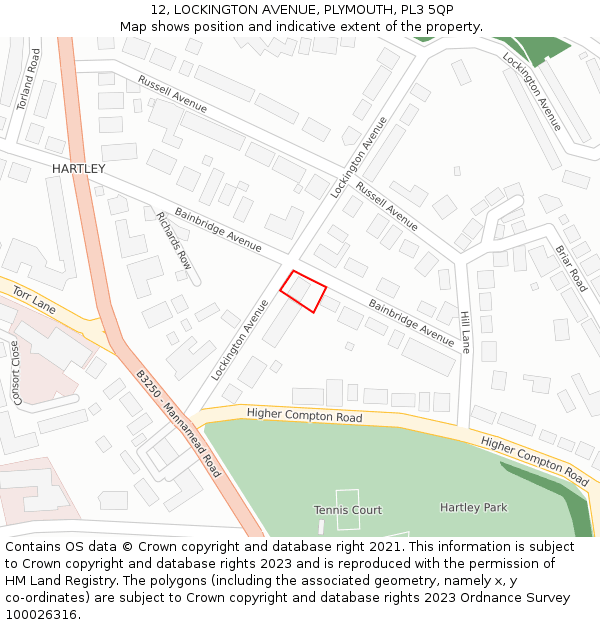 12, LOCKINGTON AVENUE, PLYMOUTH, PL3 5QP: Location map and indicative extent of plot