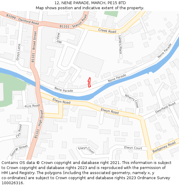 12, NENE PARADE, MARCH, PE15 8TD: Location map and indicative extent of plot
