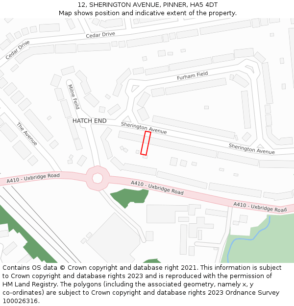 12, SHERINGTON AVENUE, PINNER, HA5 4DT: Location map and indicative extent of plot