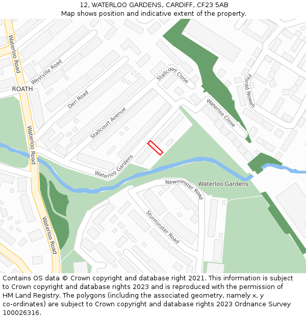 12, WATERLOO GARDENS, CARDIFF, CF23 5AB: Location map and indicative extent of plot