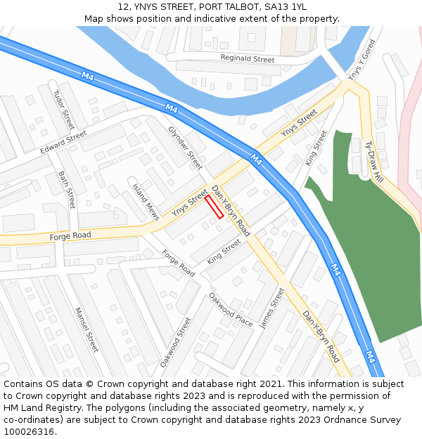 12, YNYS STREET, PORT TALBOT, SA13 1YL: Location map and indicative extent of plot