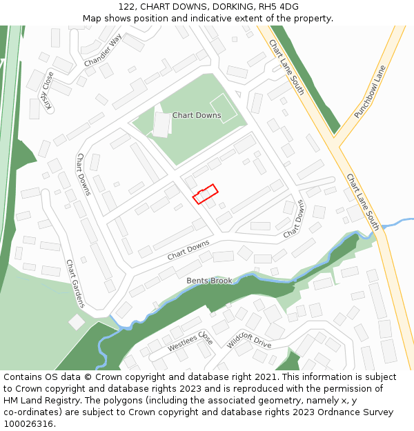 122, CHART DOWNS, DORKING, RH5 4DG: Location map and indicative extent of plot