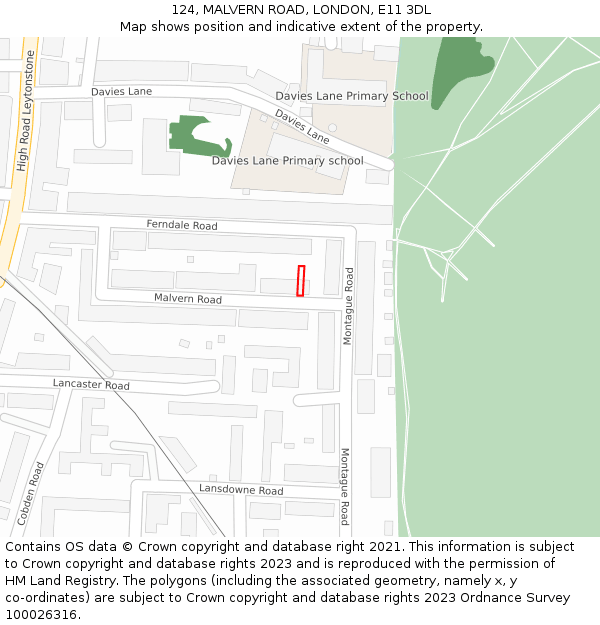 124, MALVERN ROAD, LONDON, E11 3DL: Location map and indicative extent of plot