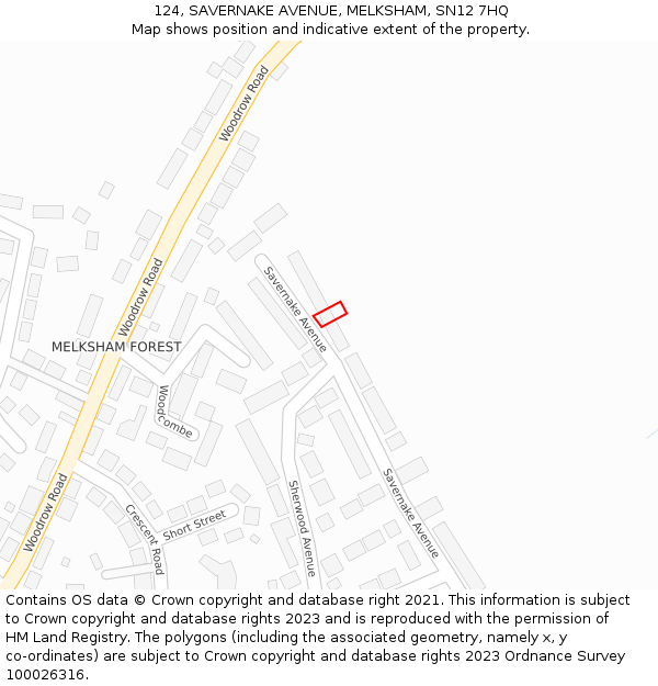 124, SAVERNAKE AVENUE, MELKSHAM, SN12 7HQ: Location map and indicative extent of plot