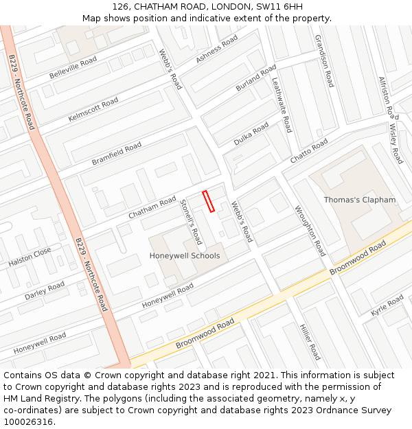 126, CHATHAM ROAD, LONDON, SW11 6HH: Location map and indicative extent of plot