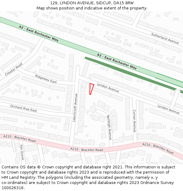 129, LYNDON AVENUE, SIDCUP, DA15 8RW: Location map and indicative extent of plot