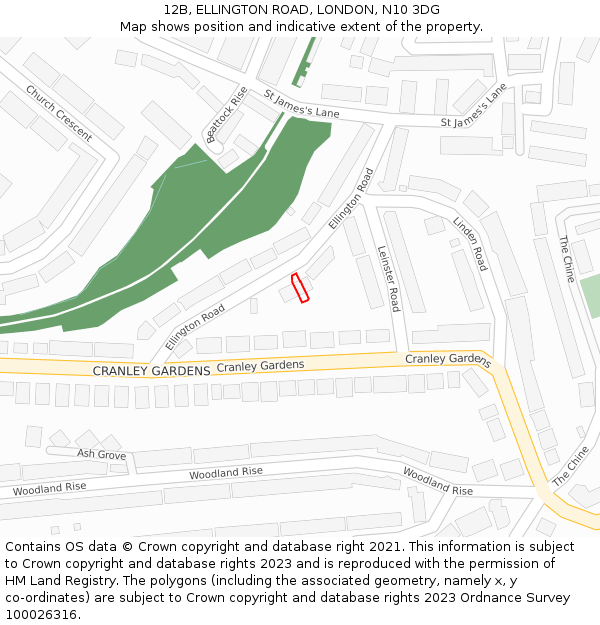 12B, ELLINGTON ROAD, LONDON, N10 3DG: Location map and indicative extent of plot