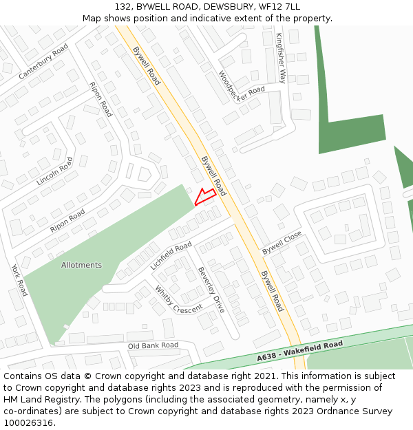 132, BYWELL ROAD, DEWSBURY, WF12 7LL: Location map and indicative extent of plot