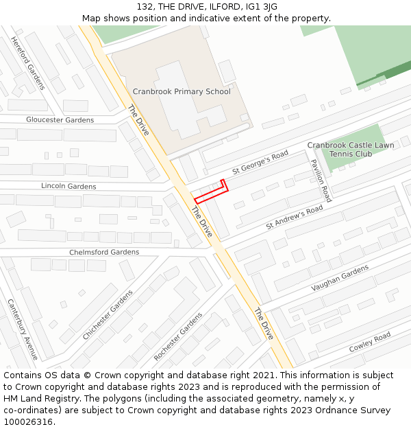 132, THE DRIVE, ILFORD, IG1 3JG: Location map and indicative extent of plot