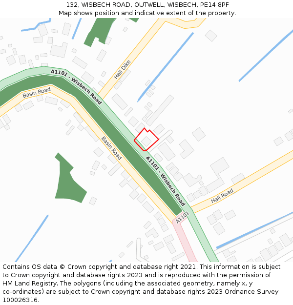 132, WISBECH ROAD, OUTWELL, WISBECH, PE14 8PF: Location map and indicative extent of plot