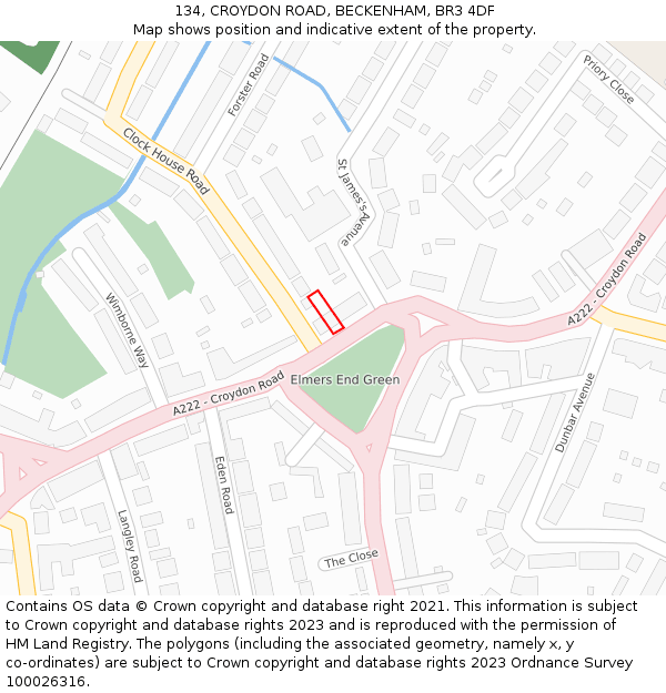 134, CROYDON ROAD, BECKENHAM, BR3 4DF: Location map and indicative extent of plot