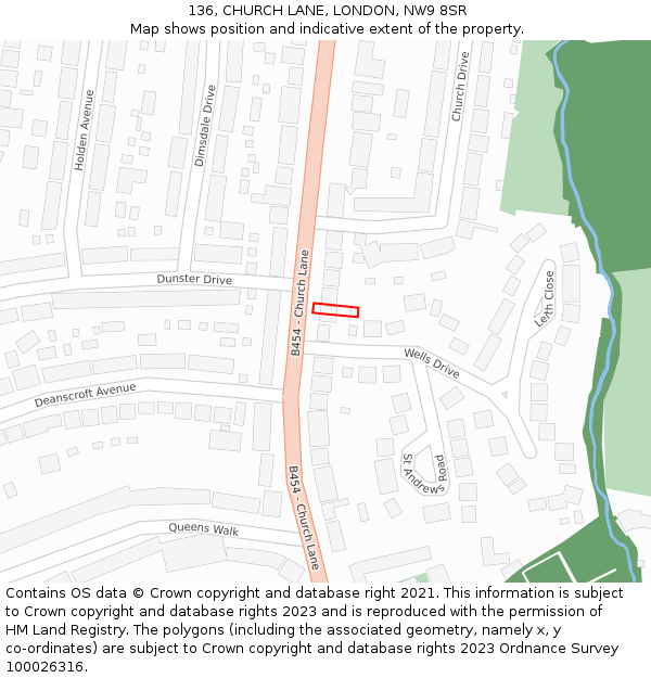 136, CHURCH LANE, LONDON, NW9 8SR: Location map and indicative extent of plot