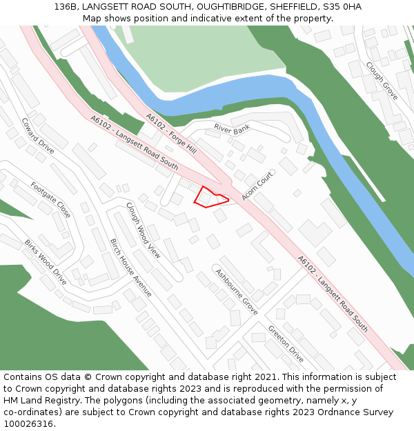136B, LANGSETT ROAD SOUTH, OUGHTIBRIDGE, SHEFFIELD, S35 0HA: Location map and indicative extent of plot