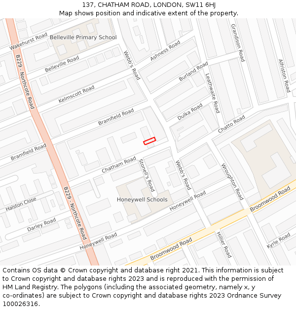 137, CHATHAM ROAD, LONDON, SW11 6HJ: Location map and indicative extent of plot