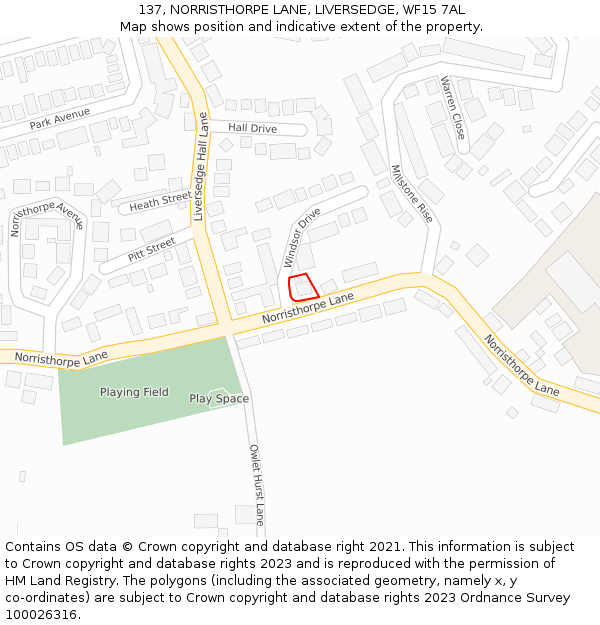 137, NORRISTHORPE LANE, LIVERSEDGE, WF15 7AL: Location map and indicative extent of plot