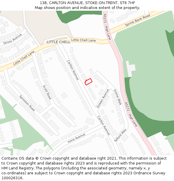 138, CARLTON AVENUE, STOKE-ON-TRENT, ST6 7HF: Location map and indicative extent of plot