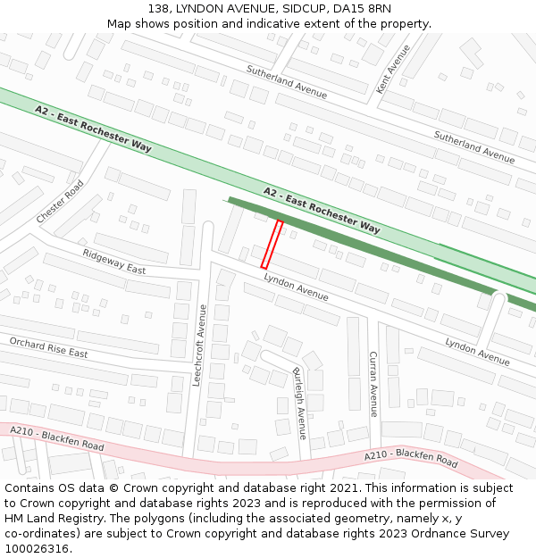 138, LYNDON AVENUE, SIDCUP, DA15 8RN: Location map and indicative extent of plot