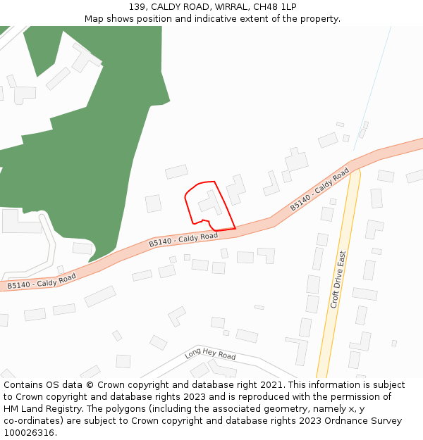 139, CALDY ROAD, WIRRAL, CH48 1LP: Location map and indicative extent of plot