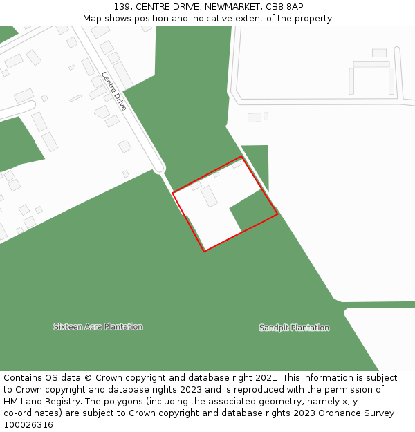 139, CENTRE DRIVE, NEWMARKET, CB8 8AP: Location map and indicative extent of plot