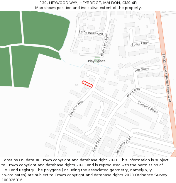 139, HEYWOOD WAY, HEYBRIDGE, MALDON, CM9 4BJ: Location map and indicative extent of plot