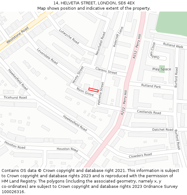 14, HELVETIA STREET, LONDON, SE6 4EX: Location map and indicative extent of plot