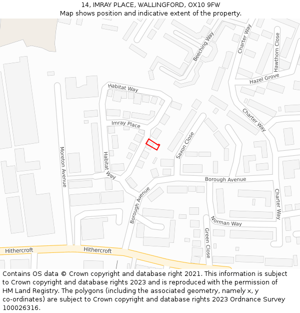 14, IMRAY PLACE, WALLINGFORD, OX10 9FW: Location map and indicative extent of plot