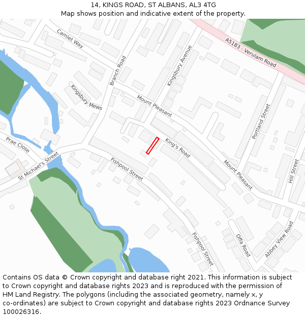 14, KINGS ROAD, ST ALBANS, AL3 4TG: Location map and indicative extent of plot
