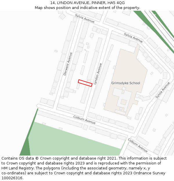 14, LYNDON AVENUE, PINNER, HA5 4QG: Location map and indicative extent of plot