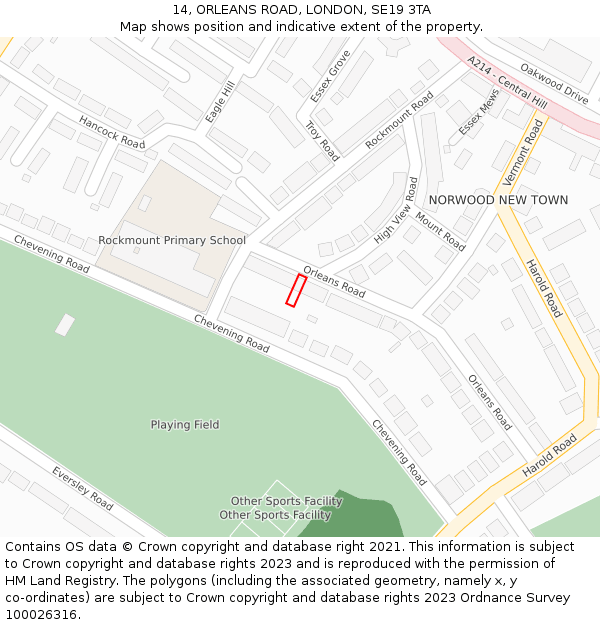 14, ORLEANS ROAD, LONDON, SE19 3TA: Location map and indicative extent of plot