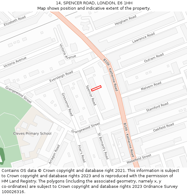 14, SPENCER ROAD, LONDON, E6 1HH: Location map and indicative extent of plot