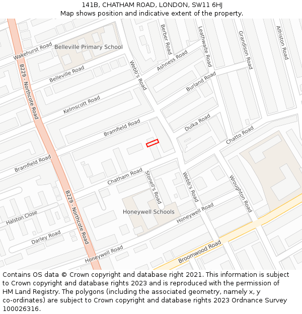 141B, CHATHAM ROAD, LONDON, SW11 6HJ: Location map and indicative extent of plot