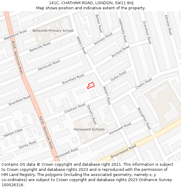 141C, CHATHAM ROAD, LONDON, SW11 6HJ: Location map and indicative extent of plot