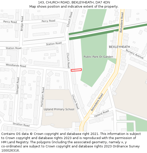 143, CHURCH ROAD, BEXLEYHEATH, DA7 4DN: Location map and indicative extent of plot
