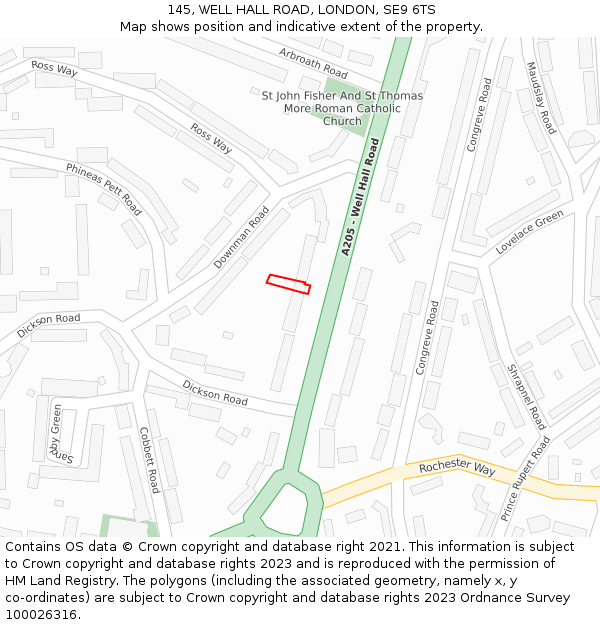 145, WELL HALL ROAD, LONDON, SE9 6TS: Location map and indicative extent of plot