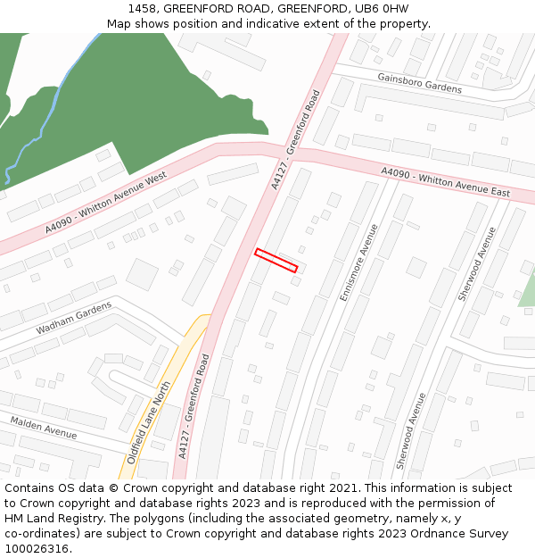 1458, GREENFORD ROAD, GREENFORD, UB6 0HW: Location map and indicative extent of plot