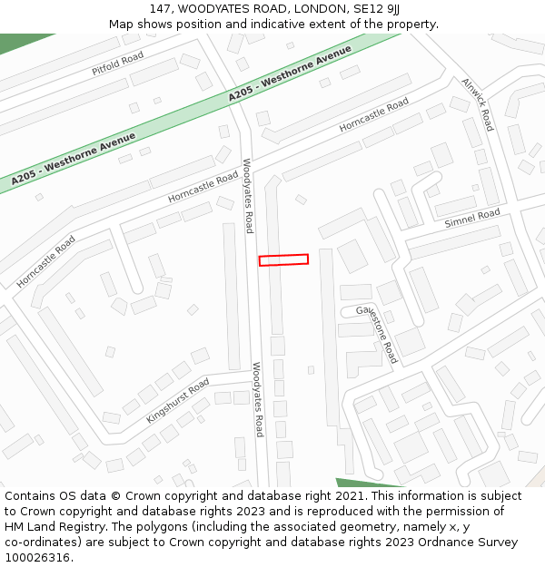 147, WOODYATES ROAD, LONDON, SE12 9JJ: Location map and indicative extent of plot