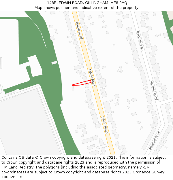 148B, EDWIN ROAD, GILLINGHAM, ME8 0AQ: Location map and indicative extent of plot
