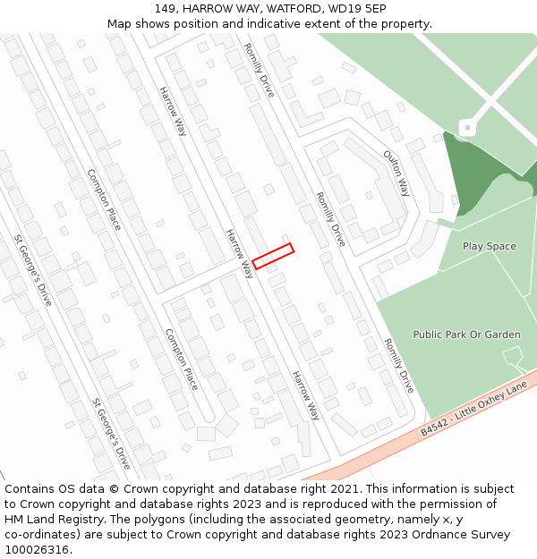 149, HARROW WAY, WATFORD, WD19 5EP: Location map and indicative extent of plot