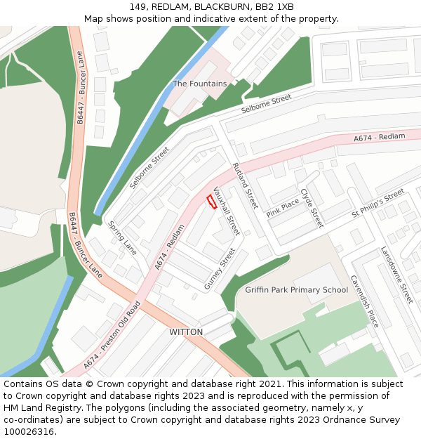 149, REDLAM, BLACKBURN, BB2 1XB: Location map and indicative extent of plot