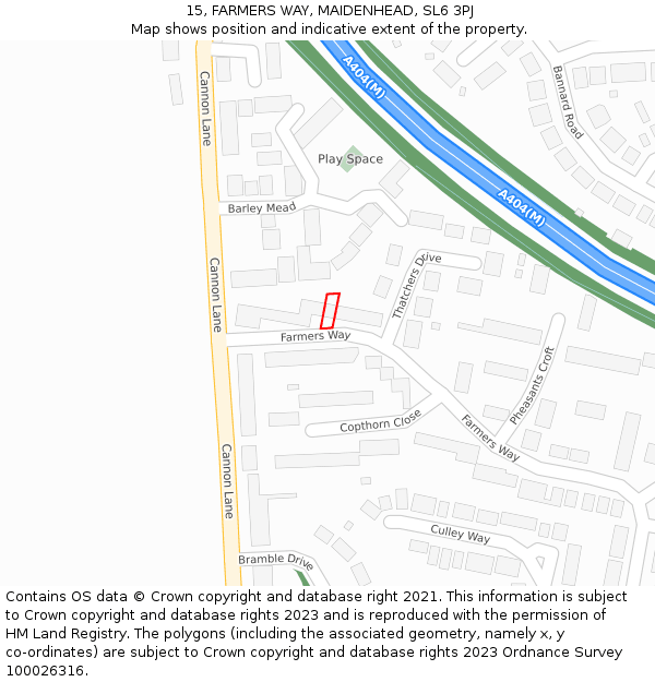 15, FARMERS WAY, MAIDENHEAD, SL6 3PJ: Location map and indicative extent of plot