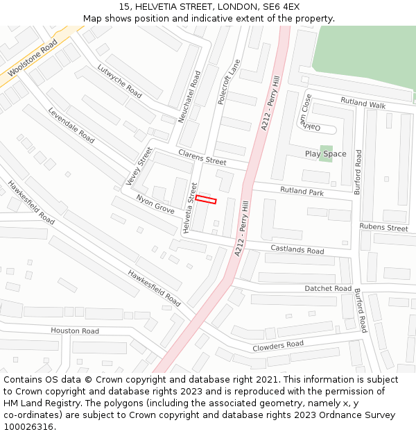 15, HELVETIA STREET, LONDON, SE6 4EX: Location map and indicative extent of plot