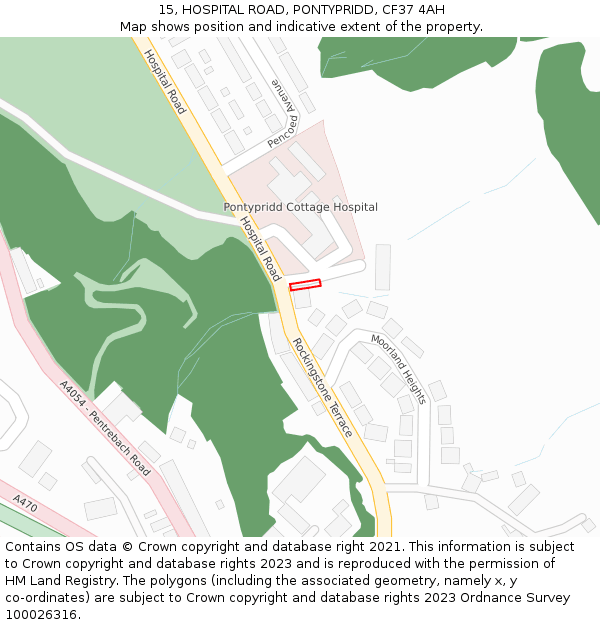 15, HOSPITAL ROAD, PONTYPRIDD, CF37 4AH: Location map and indicative extent of plot