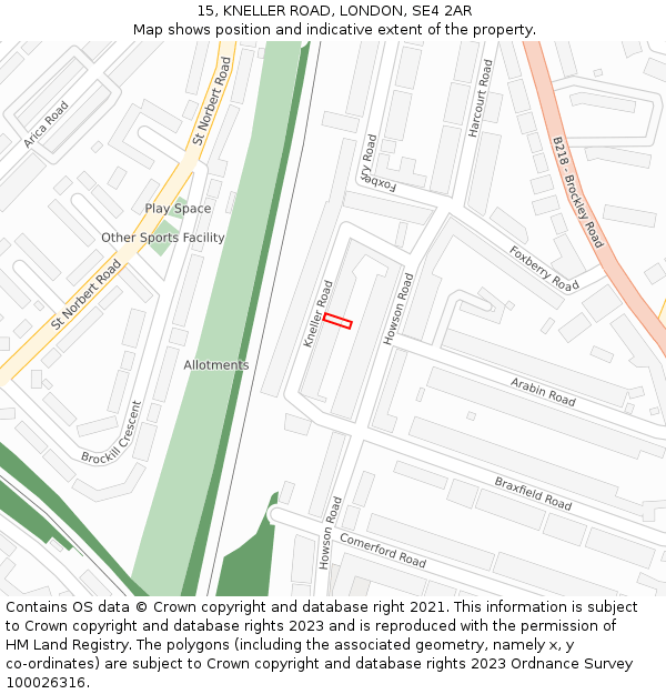 15, KNELLER ROAD, LONDON, SE4 2AR: Location map and indicative extent of plot