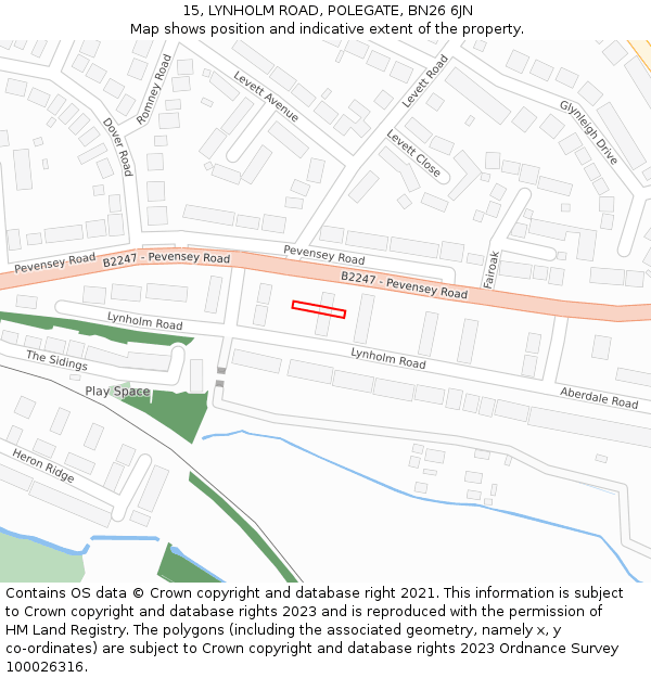 15, LYNHOLM ROAD, POLEGATE, BN26 6JN: Location map and indicative extent of plot