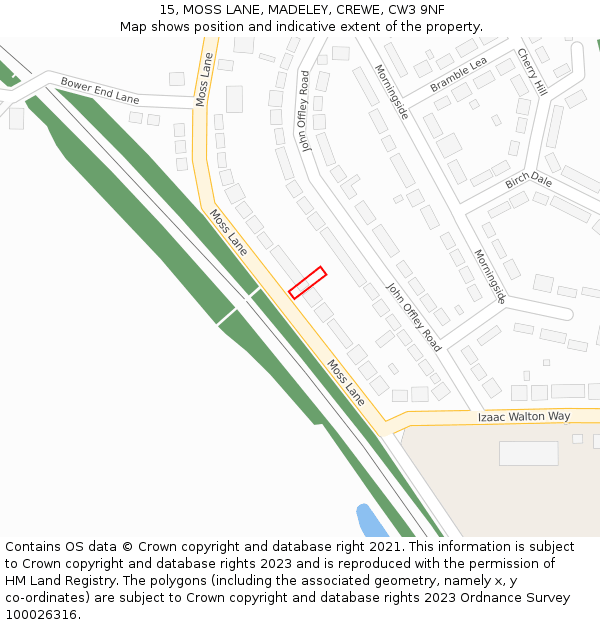 15, MOSS LANE, MADELEY, CREWE, CW3 9NF: Location map and indicative extent of plot