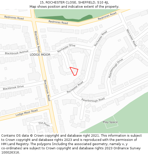 15, ROCHESTER CLOSE, SHEFFIELD, S10 4JL: Location map and indicative extent of plot