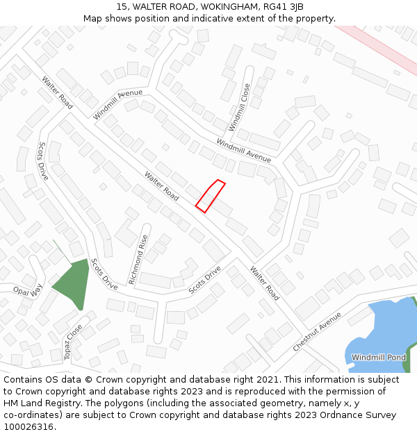 15, WALTER ROAD, WOKINGHAM, RG41 3JB: Location map and indicative extent of plot
