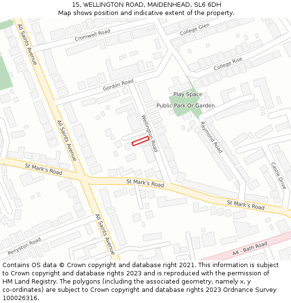 15, WELLINGTON ROAD, MAIDENHEAD, SL6 6DH: Location map and indicative extent of plot